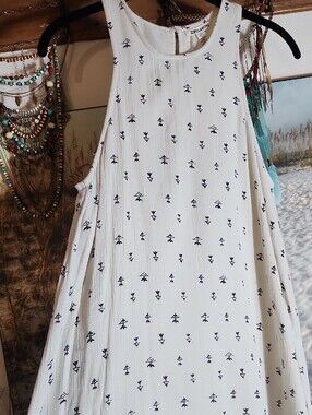 Billabong White Dress with Black Floral Trim